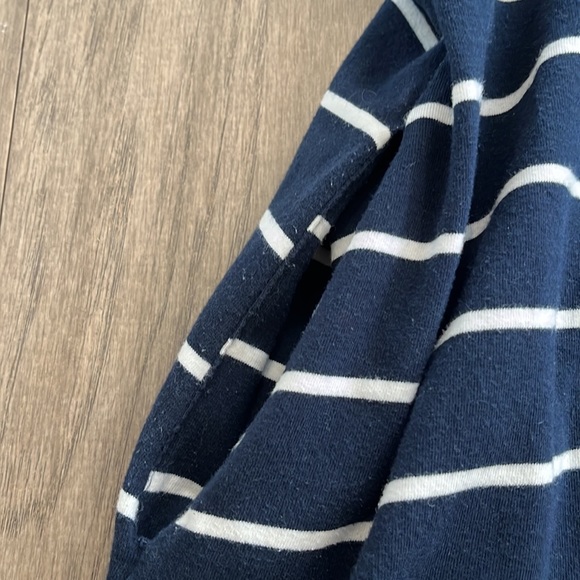 FEAGER Casual Striped Criss Cross Short Sleeve T Shirt Dress, Blue/White, Sz S - Picture 6 of 10